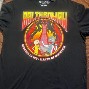 Rick & Morty Adult Swim Slayer Of Mountain Balthromaw Black Size Medium T-Shirt